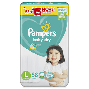 pampers diapers taped large