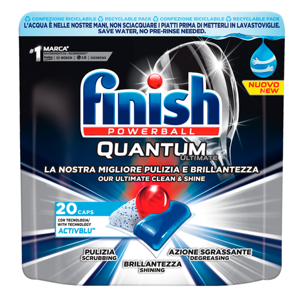 Finish Powerball Quantum Ultimate All in One 20 Tabs Clean & Shine