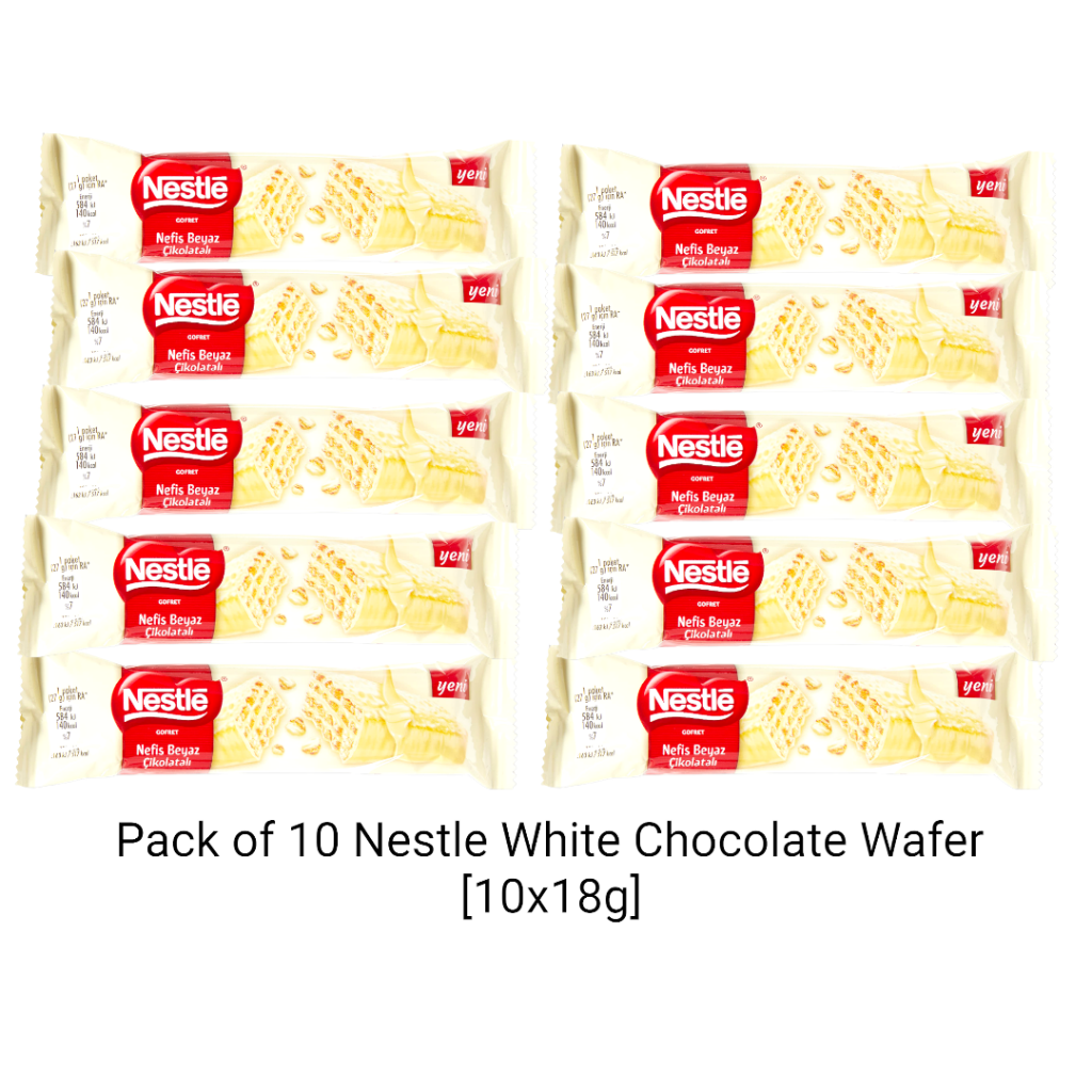 Pack of 10 Nestle White Chocolate Wafer 18g FETA Mediterranean