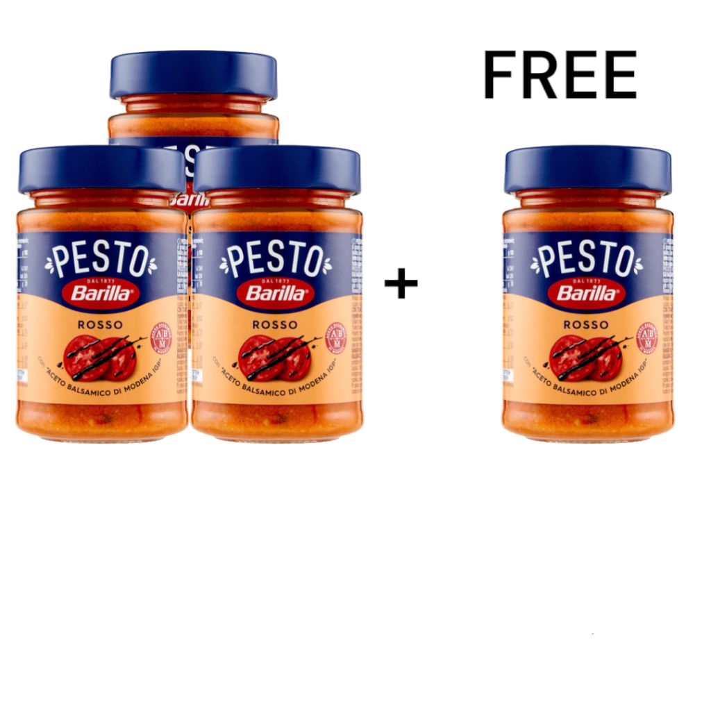 Buy 3 Get 1 FREE Barilla Classic Pesto Rosso with Tomatoes and Modena Balsamic Vinegar 200g